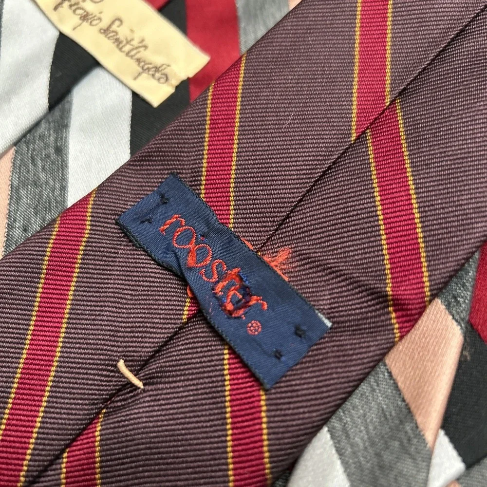 Lot 10 Vintage Necktie 3 Inch Blue Brown Mauve Pink Stripes